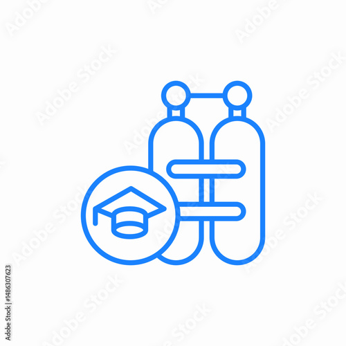 two oxygen tanks connected with circle and academic cap confederate hat icon sign vector