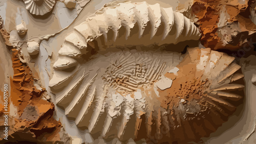 Fossilized Ammonite Imprint - Ancient Sea Creature Fossil - Paleontological Find in Earthy Tones - Natural History Specimen - Preserved Shell Detail - Geological Treasure