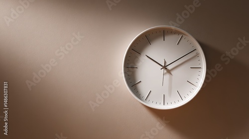 Wallpaper Mural Minimalist wall clock on a beige wall Torontodigital.ca