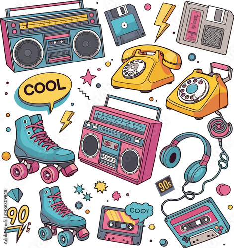 Art Collection 80s-90s Vector white color background