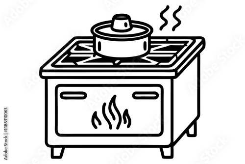 Stove top appliance sketch in line art