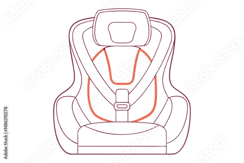 Child car booster seat outline vector
