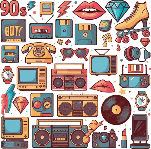 Art Collection 80s-90s Vector white color background