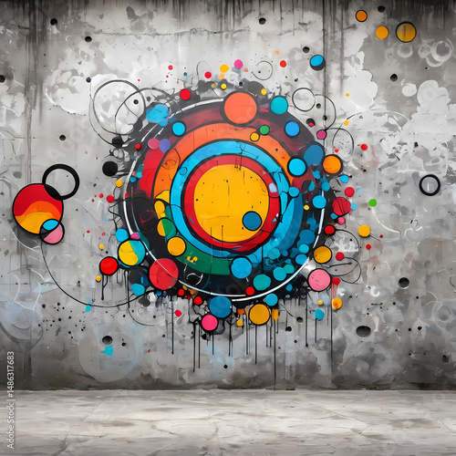 Abstract Geometric Composition with Colored Walls and a Single Cup  