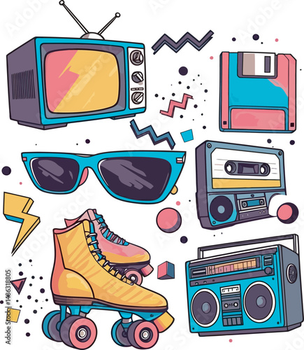 Art Collection 80s-90s Vector white color background