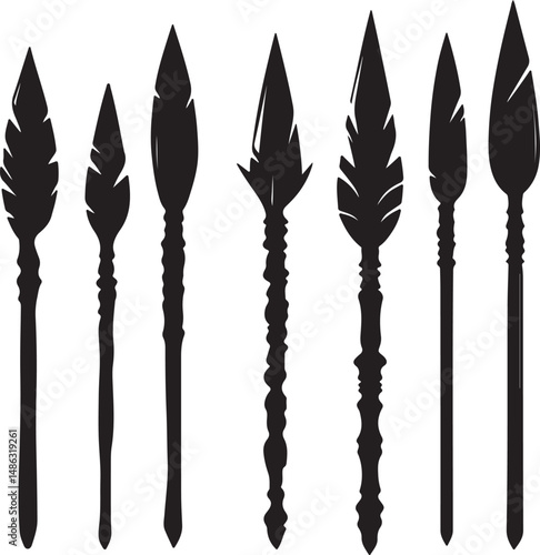 Spearhead Silhouettes: Ancient Weaponry Vector Graphics Collection Set