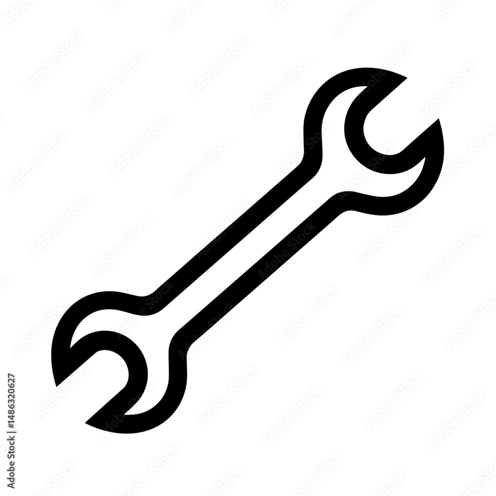 Open wrench icon – concept of automotive repair tool adjustable spanner and car maintenance Open wrench icon – concept of automotive repair tool adjustable spanner and car maintenance