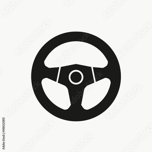 Steering wheel icon – concept of driving control car navigation and road maneuvering