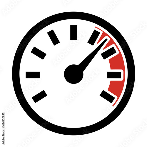 Speedometer max performance icon – concept of acceleration engine load vehicle testing and tuning