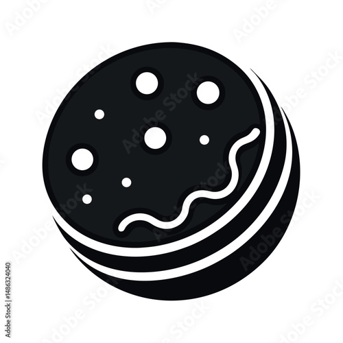 Oreo Cookie Stack Black Vector Silhouette Drawing