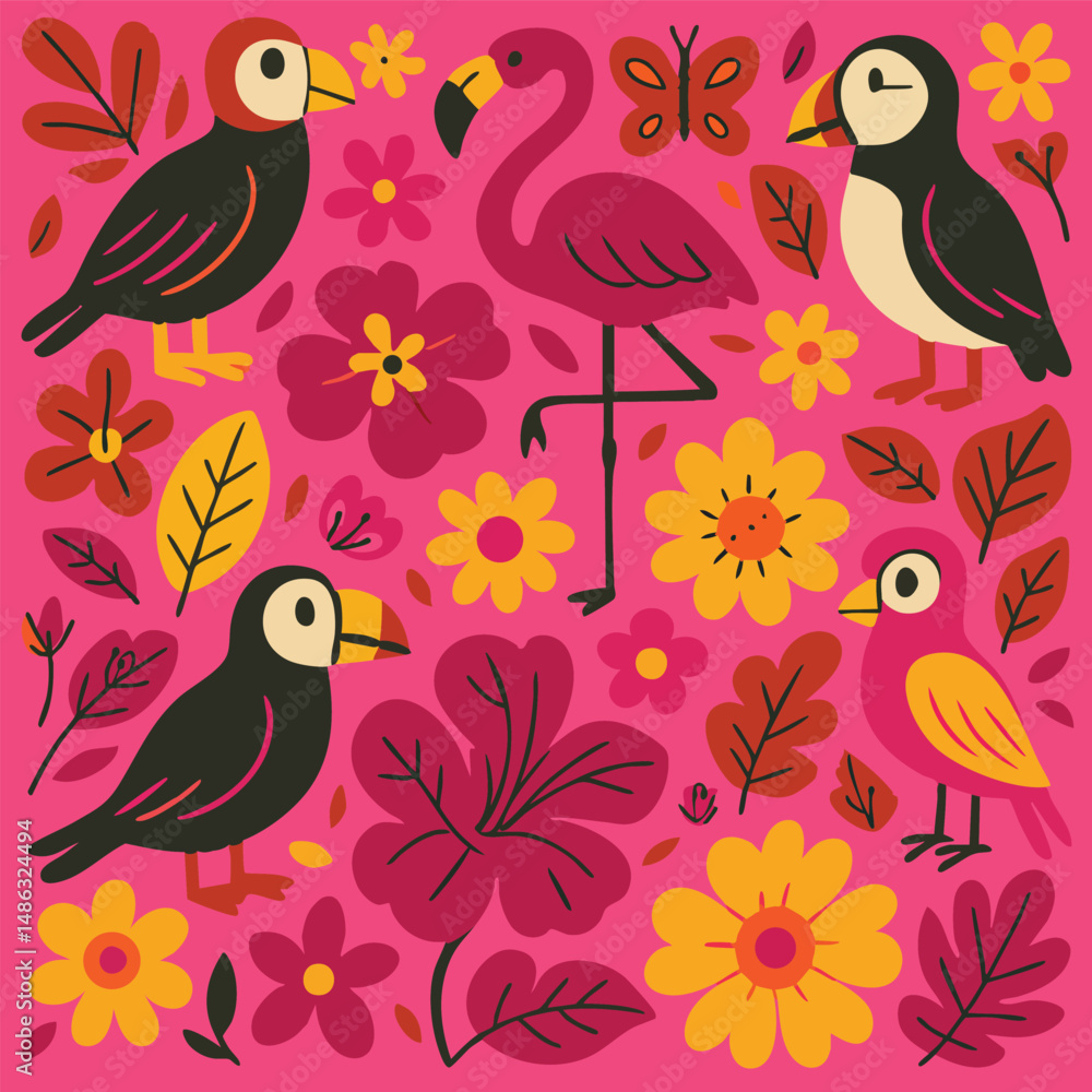 Fototapeta premium Love Birds Print Design in Vector