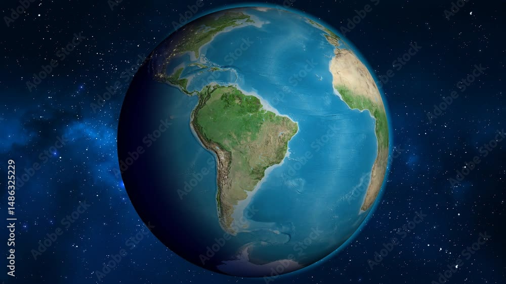 Brazil on the globe. Outline. Satellite map. No labels Brazil on the globe. Outline. Satellite map. No labels