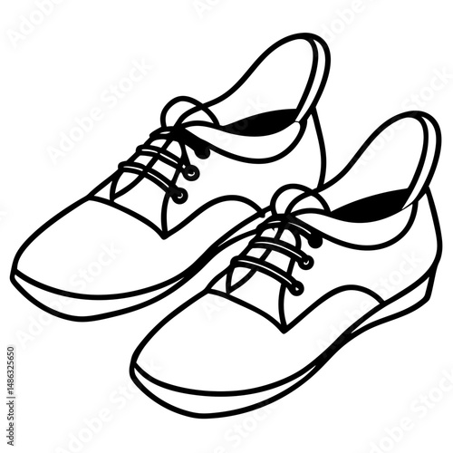 Black Dance Shoes Silhouette Vector on White