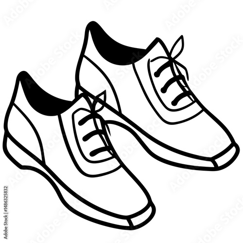 Black Dance Shoes Silhouette Vector on White