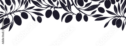 Olives branch backdrop Vector leaves, black berry