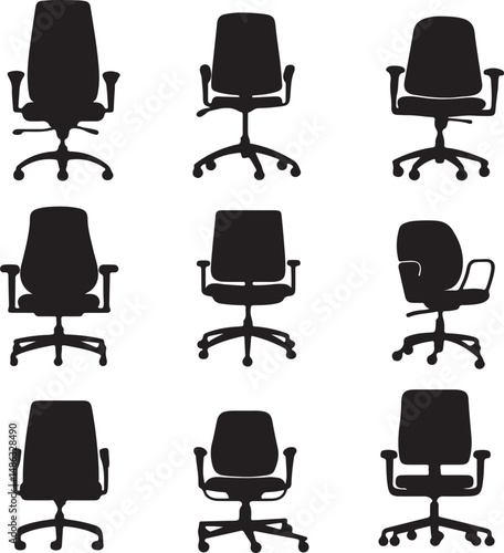 Office Chair Silhouettes: Modern Ergonomic Designs in Black
