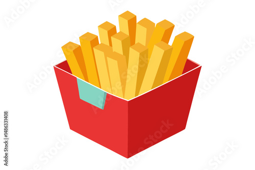 French fries box vector on white background