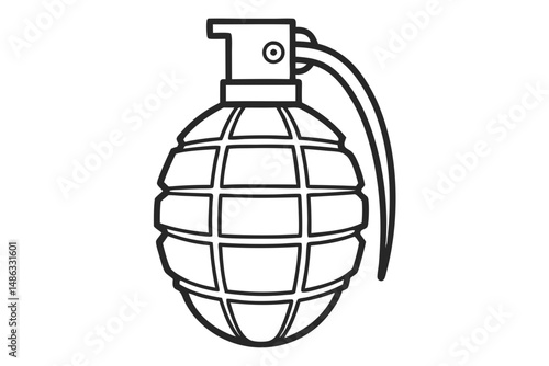 Hand grenade symbol drawing on white