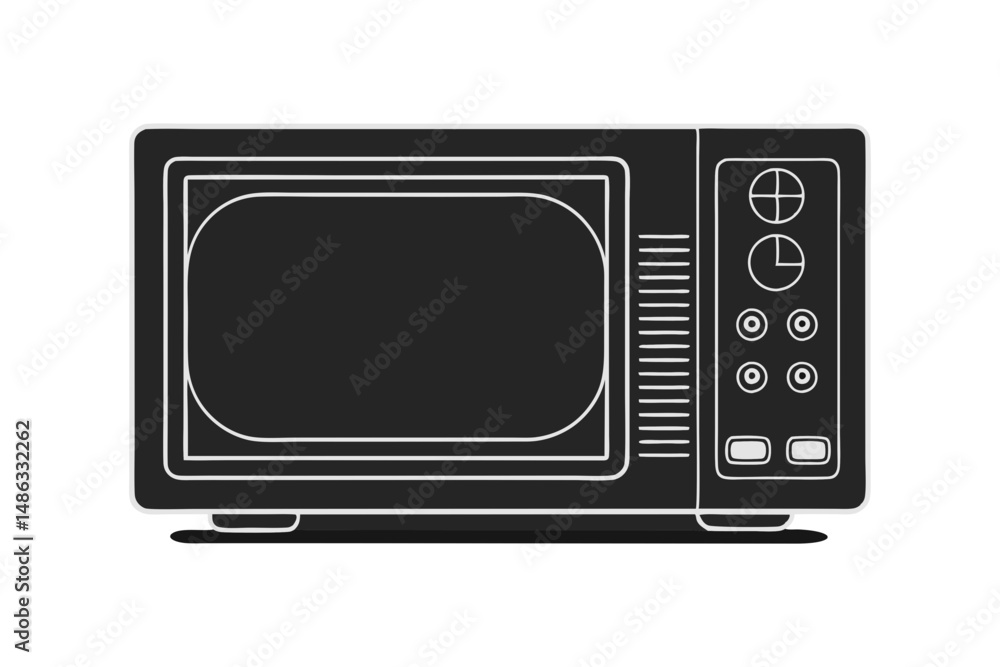 Modern microwave sketch illustration Modern microwave sketch illustration