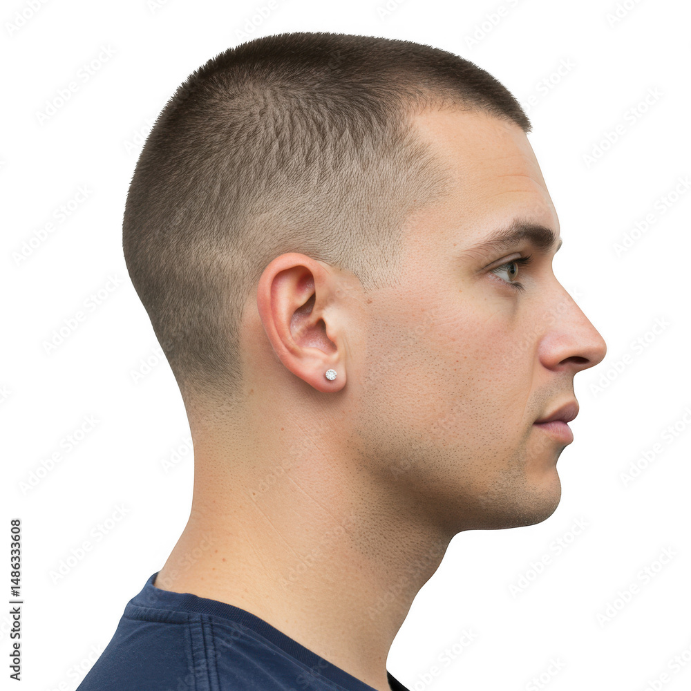 Obraz premium Profile portrait of a young man isolated on transparent background