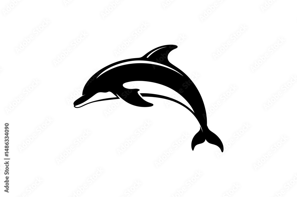 Obraz premium Black dolphin jumping out of the water silhouette