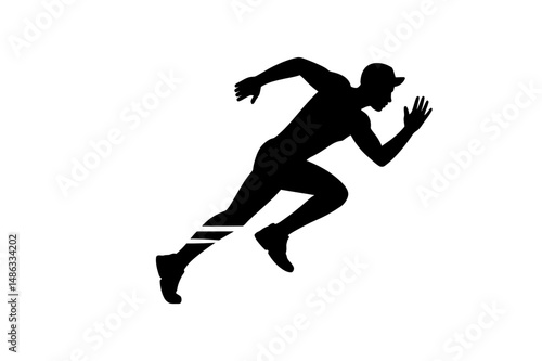 Silhouette of man running fast sprint exercise sport