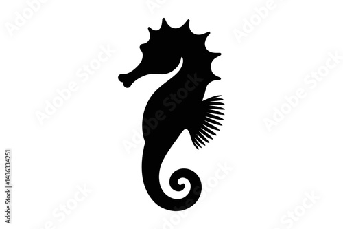 Seahorse silhouette ocean sea life vector graphic