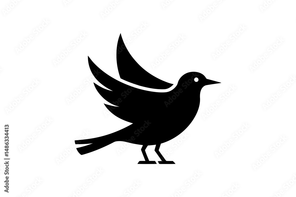 Obraz premium Flying bird silhouette vector image illustration