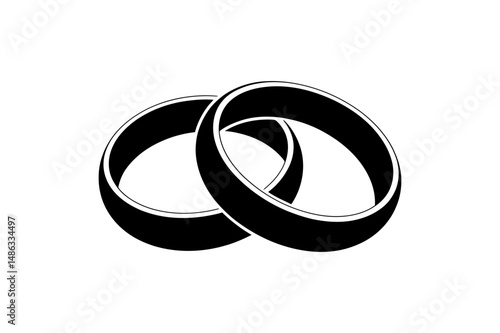 Black wedding rings intertwined symbol of marriage