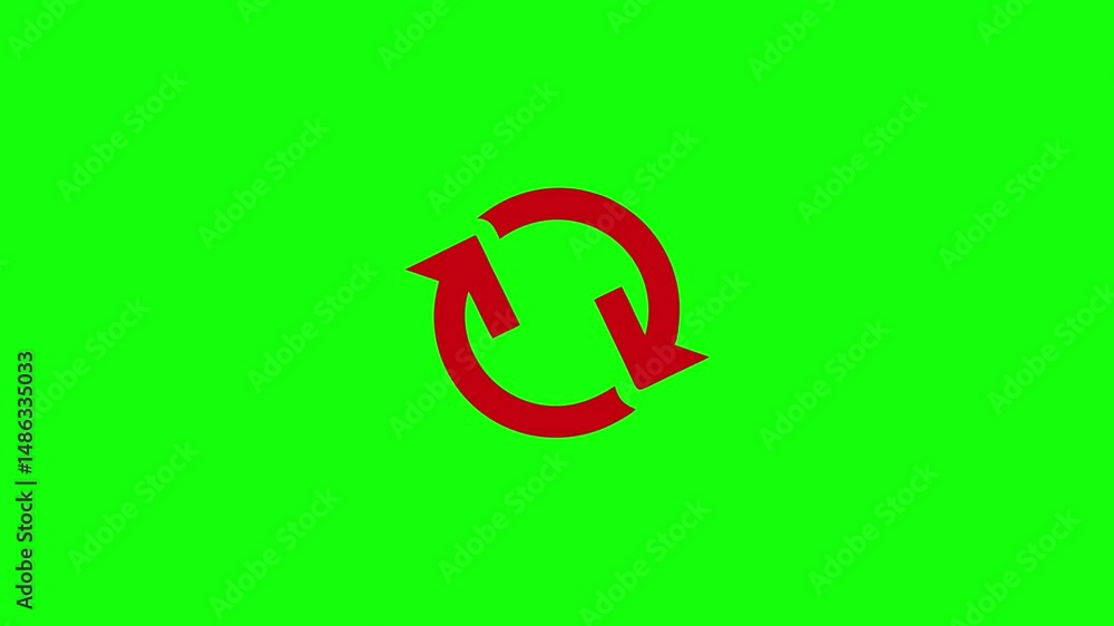 Red Circular Arrow Loop on Green Screen Background for Recurring Process Graphics, Loading Animations, and Transition Effects Red Circular Arrow Loop on Green Screen Background for Recurring Process Graphics, Loading Animations, and Transition Effects