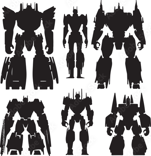Silhouette Transformers: Optimus Prime and Robots in Black Style