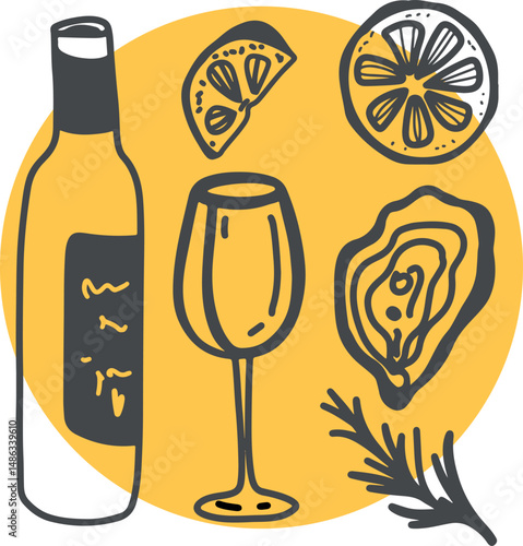 Winemaking. The process of making wine. Drawing, engraving, ink, line art, vector	
