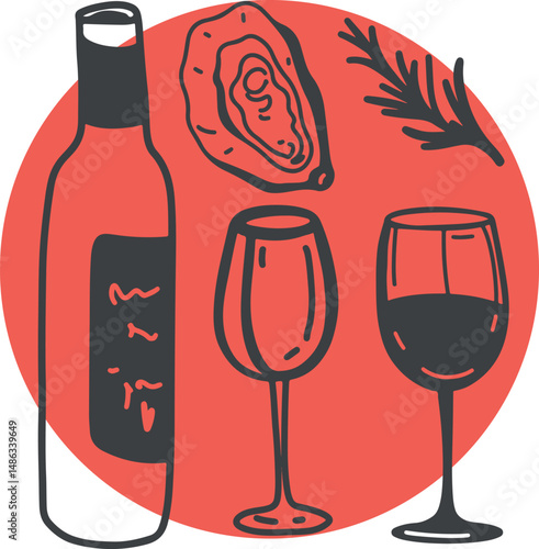 Winemaking. The process of making wine. Drawing, engraving, ink, line art, vector	
