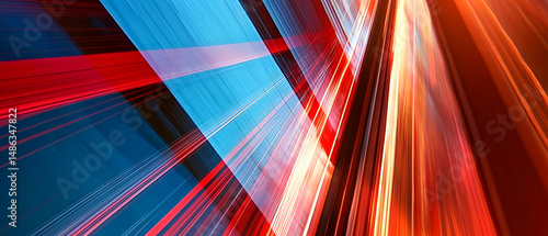 Wallpaper Mural Abstract modern composition of red blue and orange light rays creating dynamic energy and visual interest Torontodigital.ca