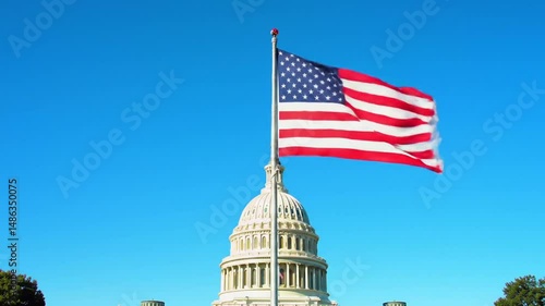 Wallpaper Mural American flag and capitol building Torontodigital.ca