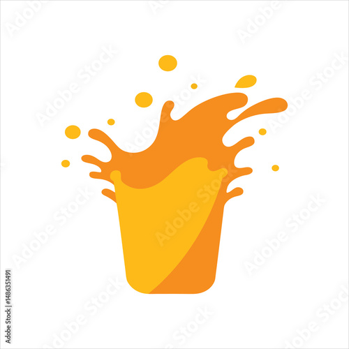 Orange Juice Splash with Glass Vector Illustration