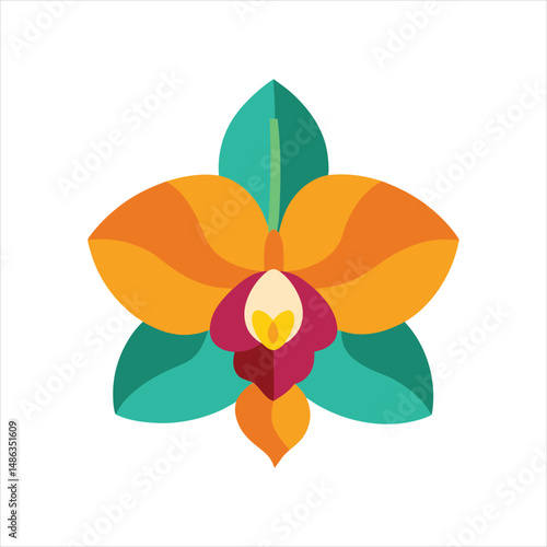  Orchid Blossom Solid Color Vector Design on White