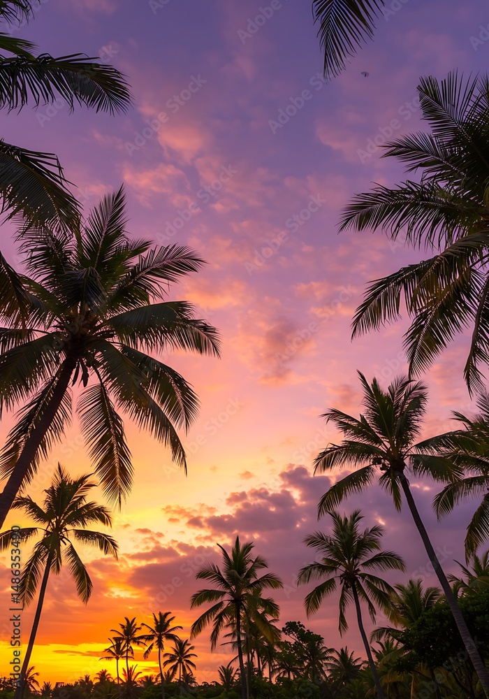 Obraz premium Twilight Palms AI Generated