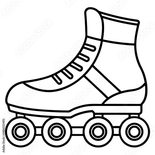 Inline Skates Silhouette Vector on White