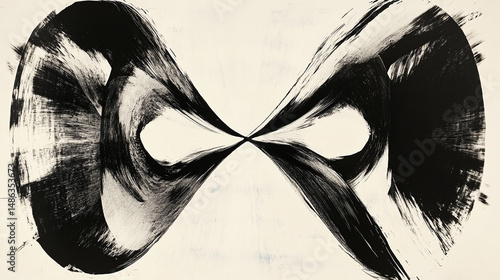 Monochrome abstract flowing hourglass