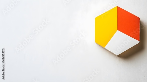 Abstract Hexagon Geometric Art Yellow Orange White Minimalist Design