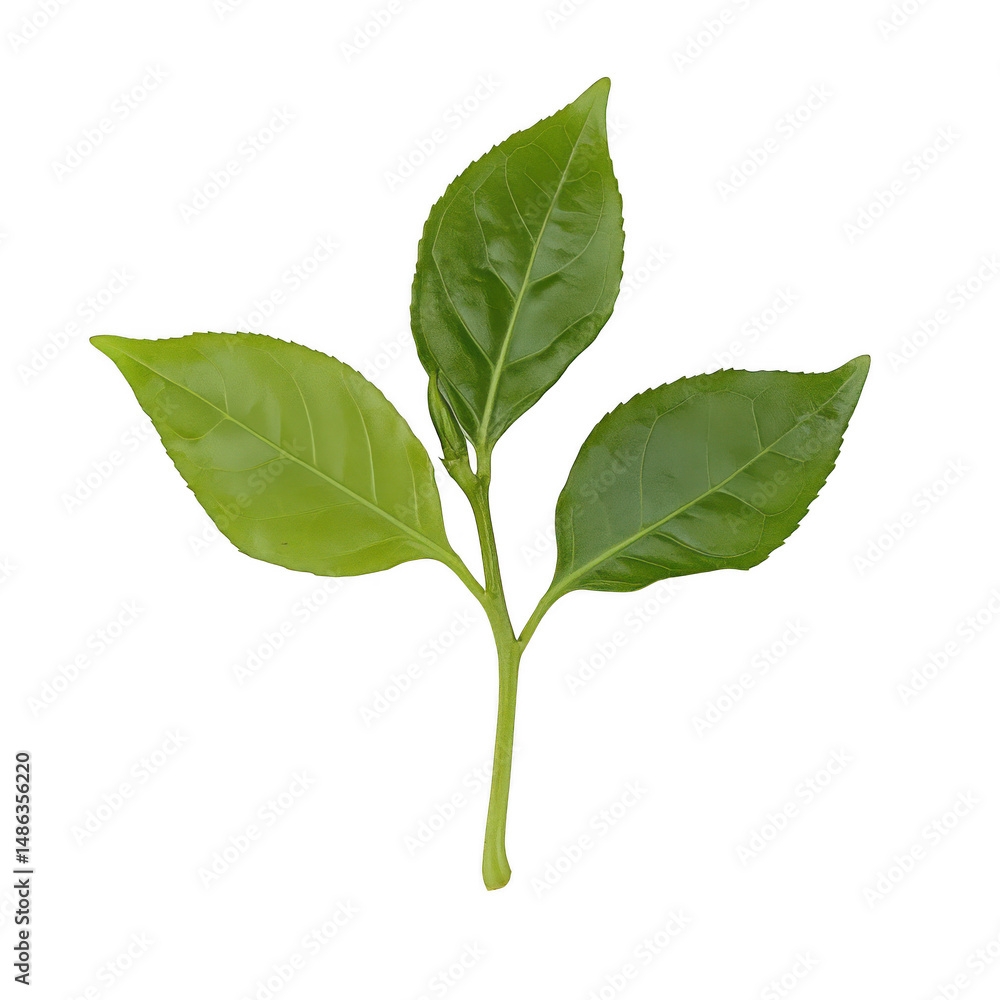 Obraz premium Green sprout with three leaves on transparent background