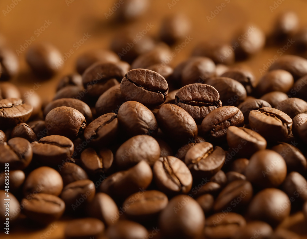 Cinematic close-up of coffee beans falling in slow motion Cinematic close-up of coffee beans falling in slow motion