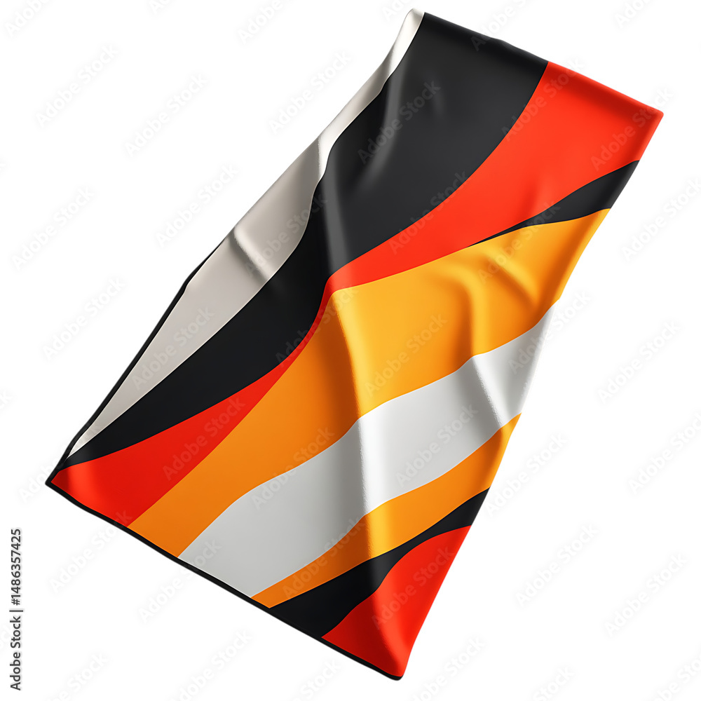 Naklejka premium Modern Beach Towel with Large Bold Diagonal Designs Isolated on Transparent Background