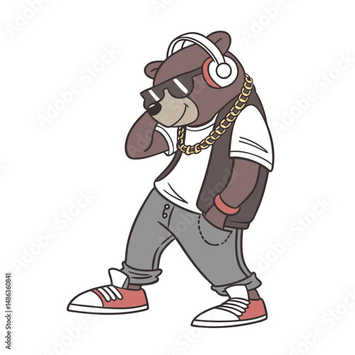 Cool rapper bear with sunglasses. Adobe Illustrator Artwork
