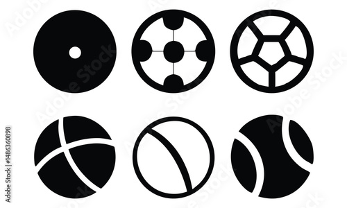 This is a sport set with a collection of soccer balls and black and white footballs, an illustration of a classic game object