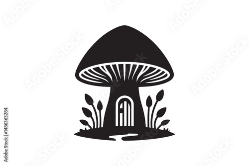 Mushroom Hut Silhouette logo Icon, no extra details, isolated on a white background