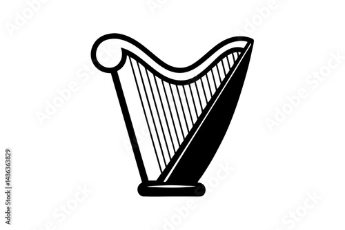 harp outline simple vector illustration