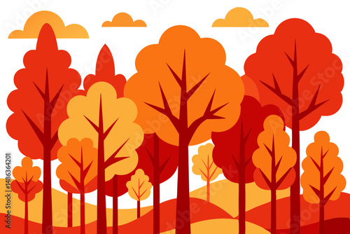 autumn forest landscape with bright leaves