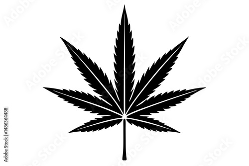 cannabis leaf detailed outline drawing